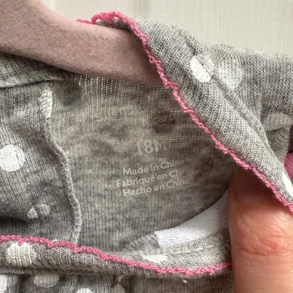 NWOT Simple Joys by Carter’s 18M Gray & White Polka Dot Short Sleeve Girl Onesie - Picture 2 of 5